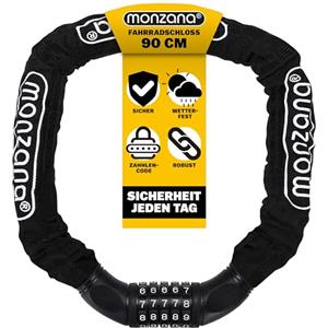 Monzana Lucchetto per Bici 90cm codice antifurto Catena Robusta Serratura a Combinazione numerica Forte Resistente