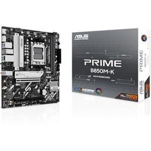 ASUS PRIME B850M-K, Scheda Madre AMD micro-ATX, 8+2+1 Fasi di Alimentazione, Slot DDR5, PCIe 5.0, 2 Slot M.2, Ethernet Realtek 2.5Gb, DisplayPort, HDMI, USB-A da 10Gbps e USB-C da 5Gbps, Aura Sync