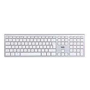 WE Tastiera senza fili Bluetooth MacOS Doppia connessione Bluetooth Batteria ricaricabile integrata Aspetto Alu, Bianco argento