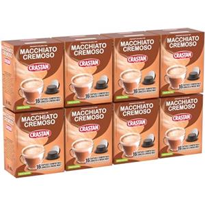 CRASTAN 1870 - Capsule compatibili A Modo Mio® - Macchiato Cremoso - 8 Box da 16 Capsule