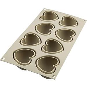 silikomart | Stampo in Silicone per Monoporzioni CUORICINO, Antiaderente, 8 Cuoricini, Confezione da 1 Stampo per Dolci, 3D Design, 65 x 65 h 39 mm, Volume 768 ml, Made in Italy