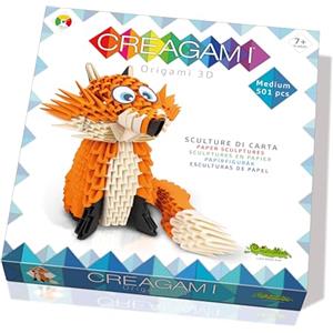 CreativaMente Creagami Volpe - Origami 3D, scultura in carta volpe, set fai da te per adulti e bambini dai 7 anni in su, 501 pezzi