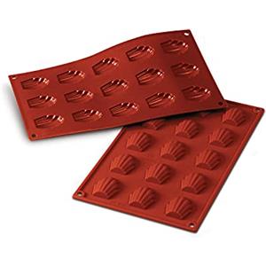 silikomart | SF031 Stampo in Silicone per Monoporzioni MADELEINE, Antiaderente, 15 Monoporzioni, Confezione da 1 Stampo per Dolci, 44 x 34 mm, h 10 mm, Made in Italy