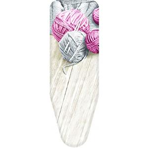 Colombo Copriasse da Stiro Gomitoli Rosa | Taglia XL 140x55 cm | Foderina di Ricambio per Asse da Stiro Due Strati con Clip Fermanodo | Made in Italy
