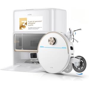 MOVA V70 Ultra Complete Robot aspirapolvere, estensione MaxiReachX, aspirazione 40.000 Pa, pressione 15 N e pulizia 300 giri/min, superamento ostacoli fino a 9 cm, serbatoio per la polvere EcoCyclone.