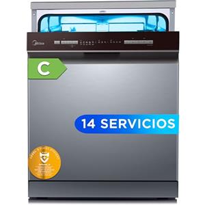 Midea Lavastoviglie 60 cm+++ Inox per 14 servizi - Lavastoviglie gratuita installazione - Compatto con 10 programmi di lavaggio integrabili - Filtro antibatterico e programmazione oraria Nuovo modello