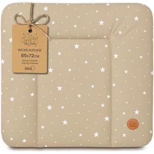 Totsy Baby Fasciatoio neonato 85 x 72 cm - materassino portatile universale lavabile e impermeabile su cassettiera lavatrice e tavolo cuscino da viaggio tappetino materasso Oeko-Tex Beige con stelle bianche