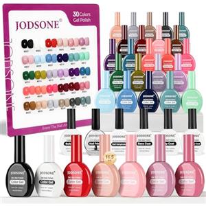 JODSONE Set Smalto Gel,32 Colori Stesso Colore Stessa Bottiglia Smalto Gel con Soak Off Base Glitter Top Matte Coat per Manicure Iniziale Salone Nail Art