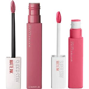 Maybelline New York SuperStay Matte Ink Tinta Labbra Colore 15 Lover + SuperStay Matte Ink Tinta Labbra Colore 125 Inspirer - 2 Rossetti con Applicatore a Punta
