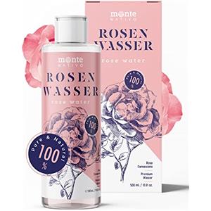 Monte Nativo Acqua di Rosе Purа MonteNativo (500ml) -100% Naturale, Vera Acqua di Rose, Puro e Naturale, Idrolato di Rose Naturali, Doppia Distillazione di Vapore Acqueo, Cosmetici Naturali, Rosa Naturale