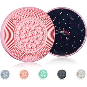 Jessup A005 - Tappetino per la pulizia dei pennelli da trucco, con spugna per la rimozione del colore, 2 in 1, in silicone, colore: rosa