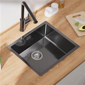 CECIPA Lavello da cucina in acciaio inox, rettangolare, 50 x 44 cm, in acciaio inox, moderno, da incasso, piccolo, da cucina a partire da 50 pezzi, 1 bacino senza foro per rubinetto