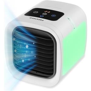 tectake® Raffreddatore d'aria, Ventilatore a Torre, Mini Climatizzatore Portatile, Pannello LED Laterale 8 Colori, Serbatoio d'Acqua, Controllo Touch, Mini Condizionatore Portatile Campeggio - Bianco