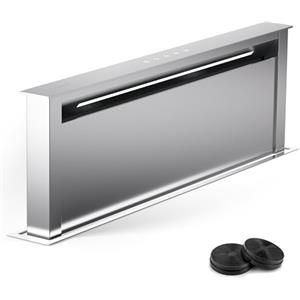 Klarstein Downdraft Cappa Aspirante 90 cm, Cappa Cucina e Cappa Aspirante 2 in 1, Flusso d'Aria 576m³/h, Cappa Cucina 90 cm con Controllo Touch, Cappa Aspirante 90cm Sottopensile con Luci LED e Timer