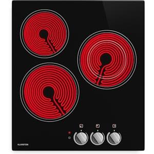 Klarstein Piani Cottura in Vetroceramica - 45 cm, 3 Zone, 4700 W, Doppia Zona, Manopole, Blocco Bambini & Spegnimento Automatico, Facile da Pulire, Piano Cottura Elettrico Vetroceramica