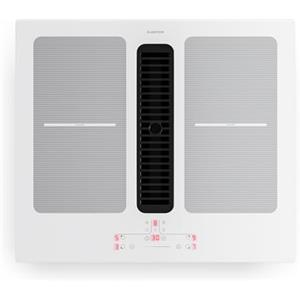 Klarstein Piano Induzione con Cappa Integrata - 4 Zone, 7335W Boost, Touch Control, Cappa 530 m³/h, Timer, Blocco Bambini, Vetroceramica, Piano Cottura a Induzione con Cappa, 60cm, White