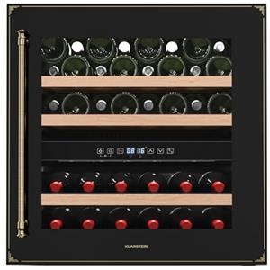 Klarstein Vinsider Victoria 36 - Cantinetta per Vini, 36 Bottiglie, Doppia Temperatura 5-22°C, Touch Control, LED, Silenziosa: 41 dB, Protezione UV, Da Incasso, Nero