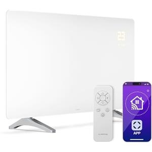 Klarstein Pannelli Radianti Infrarossi 720W - Parete o Indipendente, WiFi, Touch & App, Termostato, Timer, Sicurezza Bambini, IP43, Vetro, Riscaldamento a Infrarossi 14m², Bianco