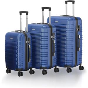 Juskys Set valigie rigide 3 pezzi - ABS - con ruote girevoli, lucchetto a codice e manico telescopico - trolley da viaggio - colore blu