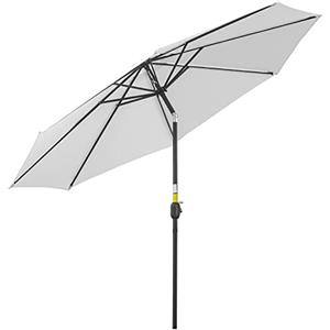 Outsunny Ombrellone da Giardino 3x2.5 m Inclinabile, con Manovella e Palo Smontabile, in Metallo e Poliestere Bianco