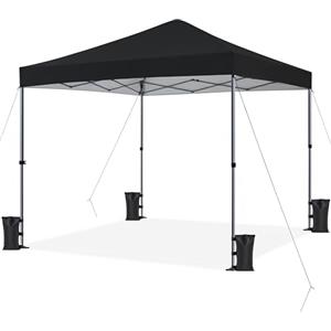 Yaheetech Gazebo Richiudibile Pieghevole Impermeabile 3x3 m in PVC Gazebo Pop Up Altezza Regolabile Tessuto Oxford Adatto per Terrazza Fiera Feste Giardino Mercato Campeggio Bar Pub Nero