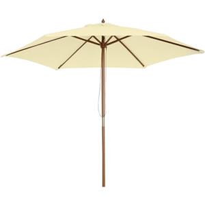 Outsunny Ombrellone da Giardino 2.5x2.3m, Ombrellone Parasole a 6 Stecche in Legno e Poliestere, Beige
