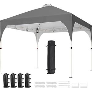 Yaheetech Gazebo da Giardino 3 x 3 M Impermeabile Pieghevole Tendone in Ferro e Tela Oxford con Paletti/Corde per Spiaggia/Uso Commerciale/Patio/Campagna/Veranda Grigio Scuro