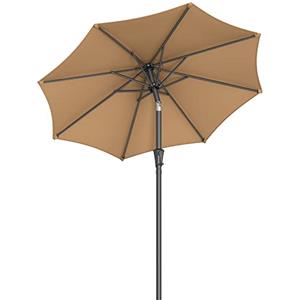 SONGMICS Ombrellone da giardino 210 cm, protezione solare UPF 50+, Ombrellone, Inclinazione 30°, con manovella, per terrazza, balcone, piscina, senza supporto, tortora GPU202K01