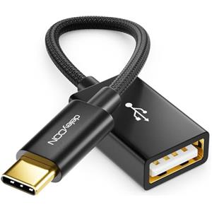 deleyCON 10cm OTG USB‑C a USB‑A (1 Pezzo) - Da Connettore USB‑C Maschio a Porta USB‑A Femmina - Compatibile con iPhone 17/Air/16/15 Pro Max/15 Max, iPad, MacBook Pro/Air, Galaxy S25/S24, PC e Computer