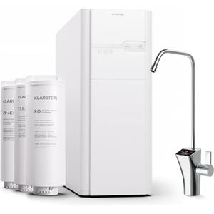 Klarstein Filtraggio Acqua per Casa, Sistema di Filtraggio Acqua 600GPD, Filtro Osmosi Inversa Acqua Potabile, Filtrazione a 5 Stadi, 3 Filtri, 99.99% di Purità, Montaggio Veloce, Sistema Osmosi