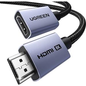 UGREEN Cavo di Prolunga HDMI 2.1 8K 60Hz 4K 240 120Hz Cavo Prolunga HDMI Maschio Femmina 48Gbps Alta Velocità Alluminio HDR eARC Dolby Atmos HDCP 2.3 Compatibile con PS5 4 Xbox HDTV PC Monitor (1M)