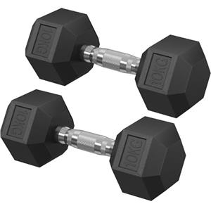 SONGMICS Manubri, Set di 2 Manubri Esagonali, Set di Pesi da 20 kg in Totale, per Allenamento, Fitness, Sollevamento Pesi a Casa, Palestra, Nero Inchiostro SYL010B01