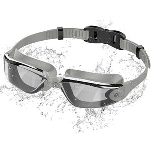 Ambienden Occhialini da Nuoto, Anti-Appannamento con Visione Chiara, Protezione UV, Regolazione Rapida, Ruarnizione in Silicone, Occhialini da Nuoto Unisex per Adulti, Placcatura Grigia
