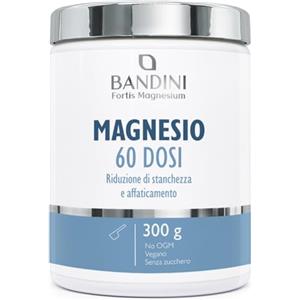 Bandini® MAGNESIO COMPLETO IN POLVERE 430mg - Puro 60 Dosi, Magnesium Carbonato, Citrato, Integratore Benessere Intestinale Per Stitichezza, Ansia, Mal di Testa, Stanchezza, Stress, Memoria (300g)