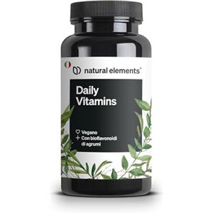 natural elements Daily Vitamins - 120 capsule - tutte le preziose vitamine A-K - perfette per sportivi - vegano, ad alto dosaggio, senza additivi inutili - prodotto e testato in laboratorio in Germania