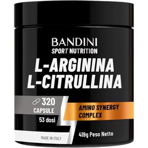 Bandini® L-Arginina + L-Citrullina 320 capsule (1100 mg per capsula), Arginina + Citrullina Malato per Preworkout, Integratori per Palestra, Resistenza, Recupero Muscolare, Aminoacidi Semi Essenziali