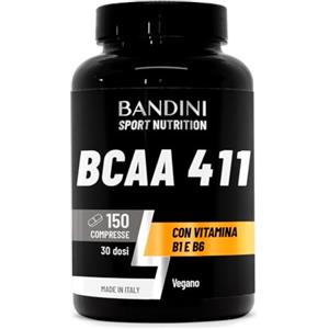 Bandini® AMINOACIDI RAMIFICATI BCAA 4 1 1 | 150 Compresse Amminoacidi Ramificati Fermentati con Vitamina B1 e B6 | 4.1.1 con Leucina, Isoleucina, Valina | Intra Pre Post Workout | Per Palestra | Vegan