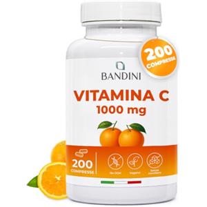 Bandini® Vitamina C 1.000mg 200 Compresse (+6 Mesi) | Sistema Immunitario, Pelle, Ossa, Unghie, Capelli | Integratore con Acido L-Ascorbico ad Alto Dosaggio 100% Vegan