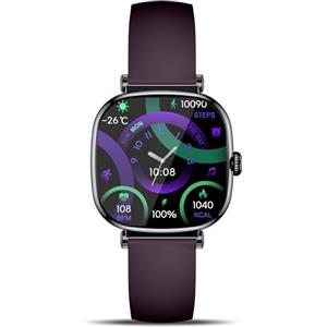 Marsyu Orologio intelligente da donna (37 mm), AMOLED, piccolo quadrato, elegante, con funzione telefonica, frequenza cardiaca/stress, SpO2, orologio da polso fai da te, quadrante 100 + modalità