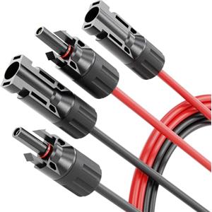 ABSINA 2x 1 Metro Cavo fotovoltaico 4mm 2 H1Z2Z2-K nero & rosso - Cavo per pannelli solari resistente ai UV - Cavi fotovoltaico, cavo solare 4mm, Accessori montaggio fotovoltaico, cavo pannello solare