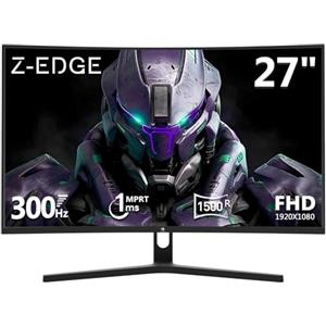 Z Z-Edge Z-Edge Monitor Gaming PC Curvo 27'' 300 Hz (DP1.4*2), 1ms MPRT, FreeSync, FHD, 240 Hz (HDMI2.0*2), Schermo Gaming LED 16:9, Inclinazione Regolabile, HDR, 3000:1, VA, VESA 100*100mm (Cavo DP Incluso)