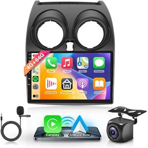 Rimoody 4G+64G Wireless Carplay Android 13 Autoradio per Nissan Qashqai 2006-2016 9 Pollici 2 Din con Android Auto GPS Navi WiFi Mirror Link Bluetooth FM/RDS/EQ/SWC Telecamera Posteriore