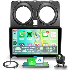 Rimoody 4G+128G Wireless Carplay Android Autoradio per Nissan Qashqai J10 2006-2016 9 Pollici Incell Schermo Autoradio con Android Auto GPS Navi WiFi Bluetooth Mirror Link FM/RDS EQ/SWC Telecamera Posteriore