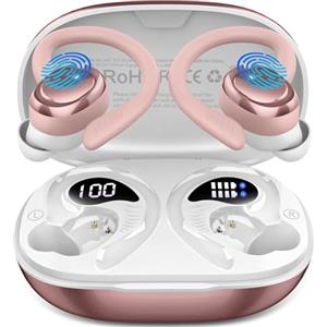 Hupoaf Cuffie senza fili sportive con app personalizzabile, 2026 cuffie Bluetooth 5.4 con 4 Mics, 50 H HiFi Stereo Caschi Senza Fili IP7 Impermeabile Caschi Bluetooth con cancellazione del rumore