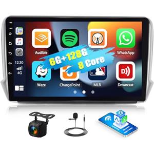 GOHHDL Android 15, 6G+128G 8Core GOHHDL Autoradio per Peugeot 208/2008 2012-2018 Carplay Android Auto, 10.1 Pollici Touch Screen 2Din con Bluetooth GPS Navi WiFi FM/RDS HIFI EQ DSP SWC Retrocamera&MIC