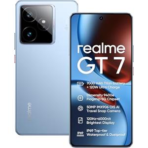 realme GT 7 5G Smartphone 12+256GB,Chip Chip Dimensity 9400e,50MP IMX906 OIS +50MP Fotocamera,7000mAh Batteria Titan,6.78'' 120Hz 6000nits Display Sportivo Professionale,NFC,Blu