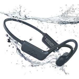 MONODEAL Cuffie da nuoto IP68 impermeabili con suono osseo Bluetooth 5.4, cuffie Bone Conduction Headphones con memoria lettore MP3 da 8 GB, cuffie aperte per nuoto corsa