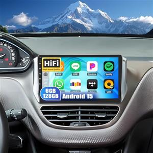 GOHHDL Android 15, 6G+128G 8Core GOHHDL Autoradio 2 Din per Peugeot 208 2008 2012-2018 Carplay Android Auto, Autoradio da 10,1 pollici con GPS Navi WiFi BT FM/RDS DSP SWC + Telecamera Posteriore + MIC