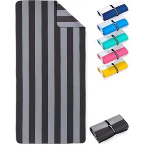Fit-Flip Telo Mare microfibra - leggero, fine e ad asciugatura rapida - asciugamano microfibra grande - teli antisabbia da spiaggia - 100% riciclato - rigato grigio-grigio scuro 160cmx90cm