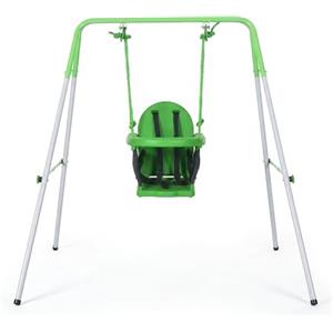 Outsunny Altalena per Bambini 6-36 Mesi da Giardino e Salotto in Acciaio e PE con Seggiolino e Bretelle di Sicurezza, 122x146x122 cm, Verde